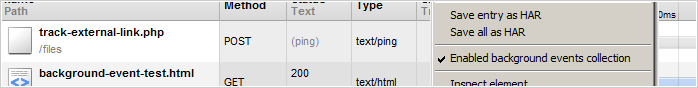 Background events can now be collected through Web Inspector's UI