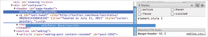 Drag and drop is now possible within Web Inspector, and adding style rules is more obvious.