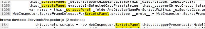 Search multiple files at once within Web Inspector