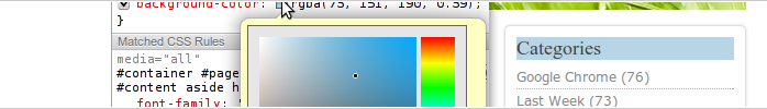 Web Inspector now features a color picker.